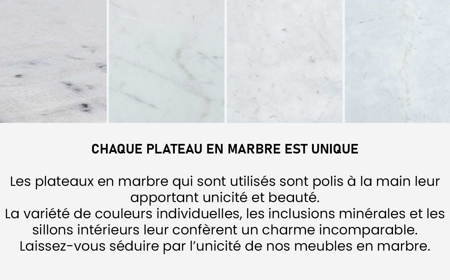 Table basse marbre blanc et fer