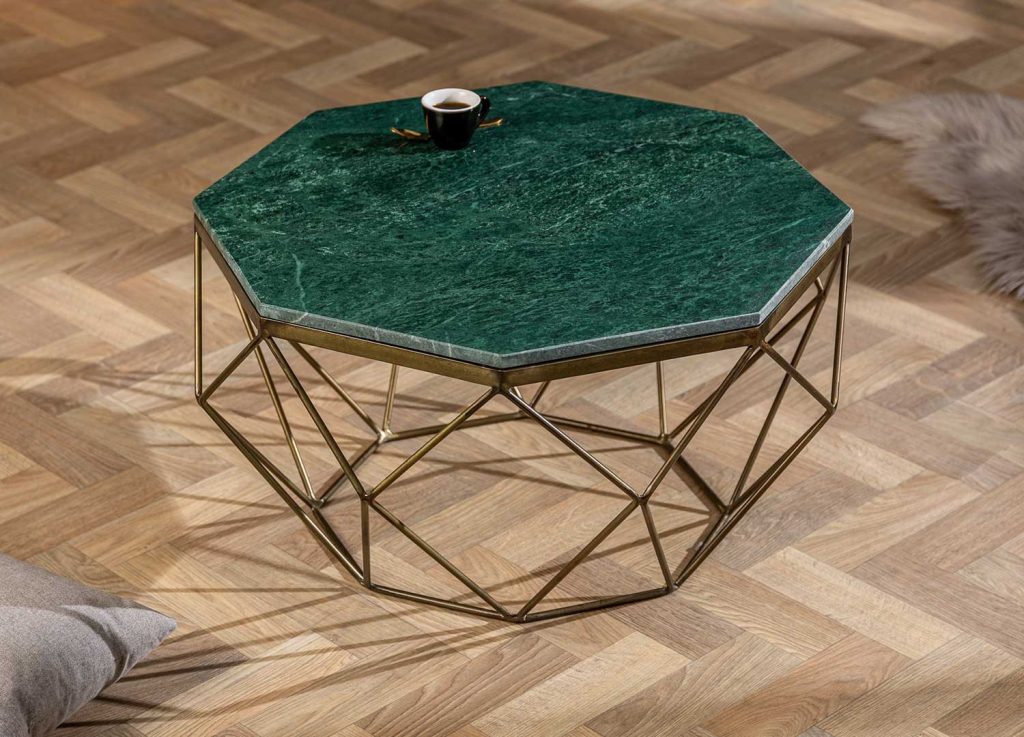 Table basse marbre vert et fer