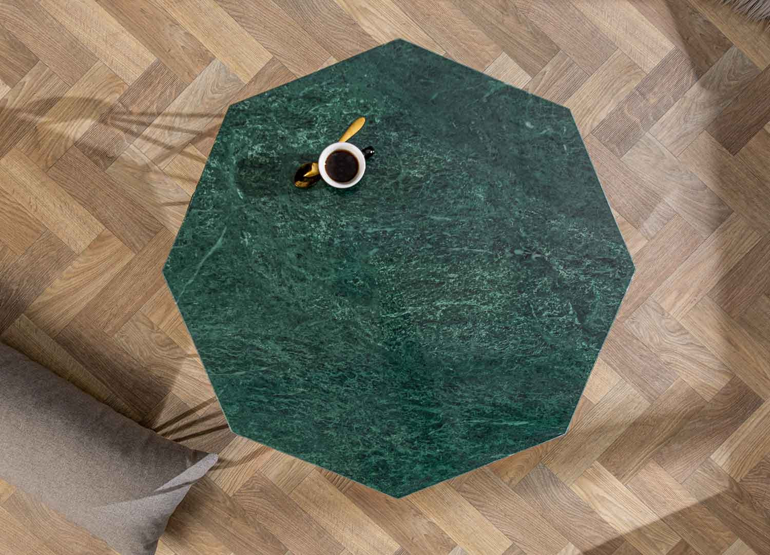 Table basse marbre vert et fer