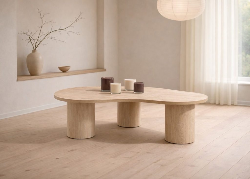 Table basse Megg naturel dans un salon contemporain