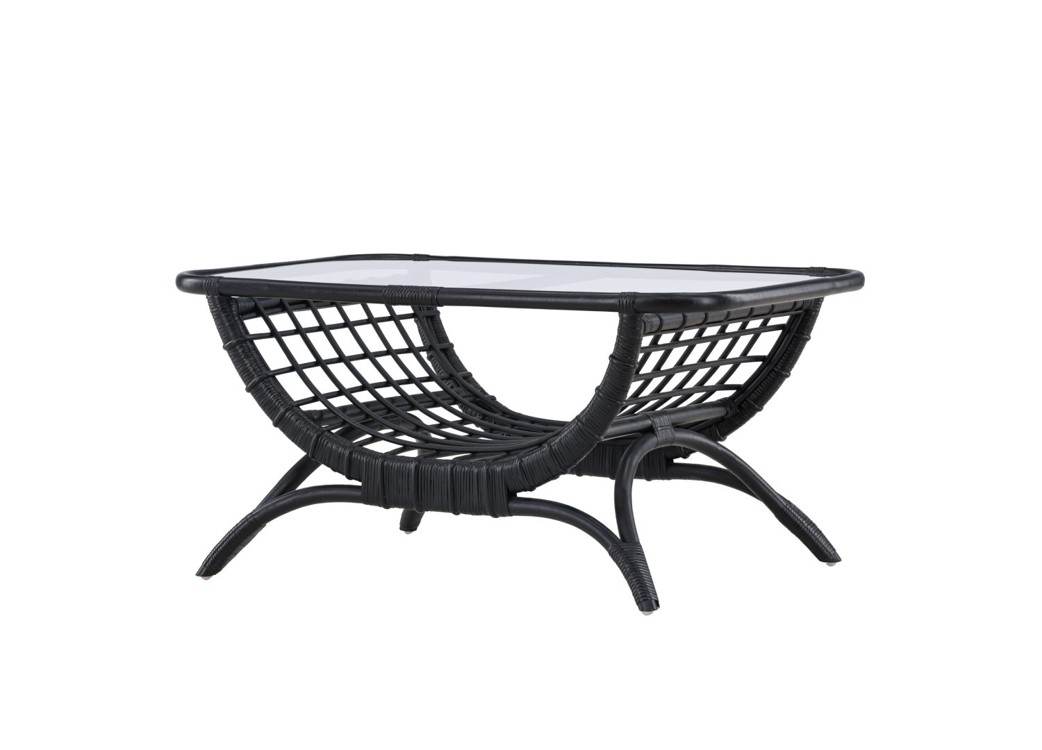 Vue produit de la table basse Moana noir en rotin