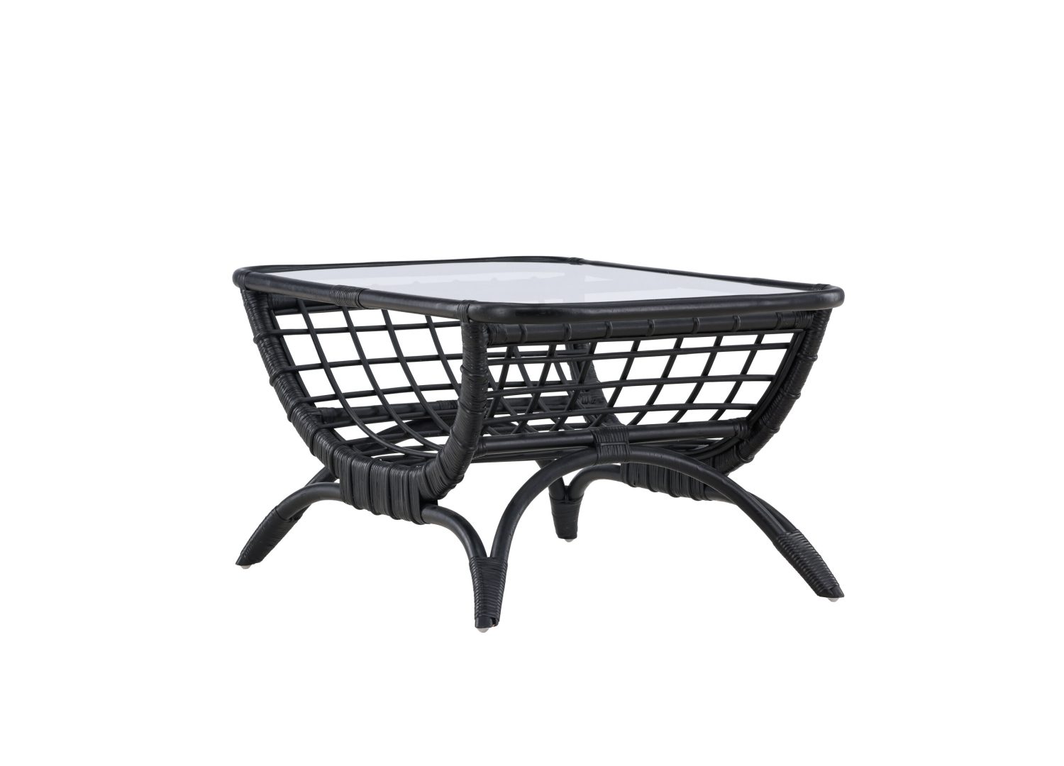 Vue produit de la table basse Moana noir en rotin