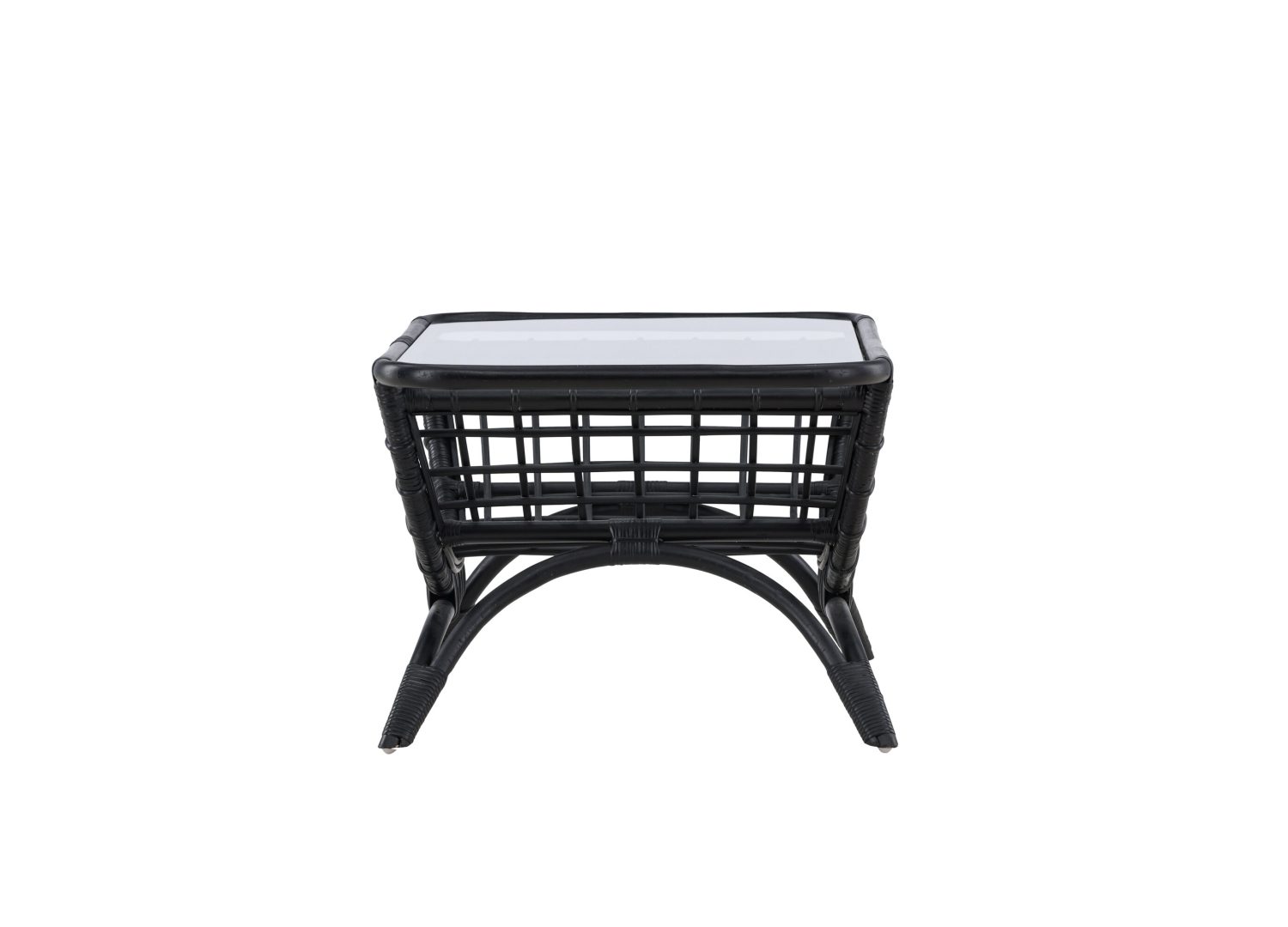 Vue produit de la table basse Moana noir en rotin