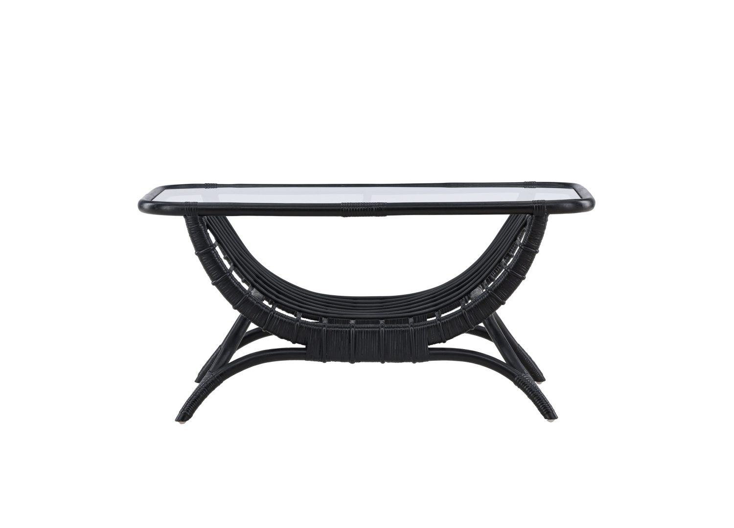 Table basse Moana rotin noir 95 cm sur fond blanc