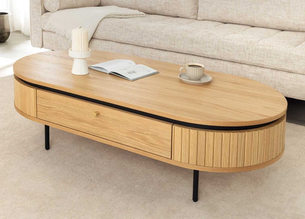 Table basse moderne arrondie 120 cm Lili