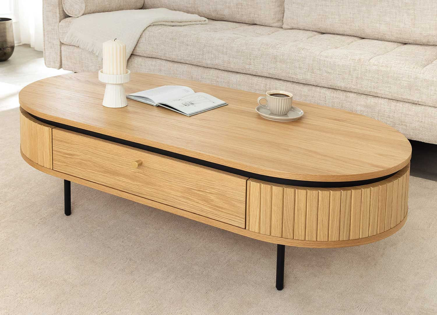 Table basse moderne arrondie 120 cm Lili
