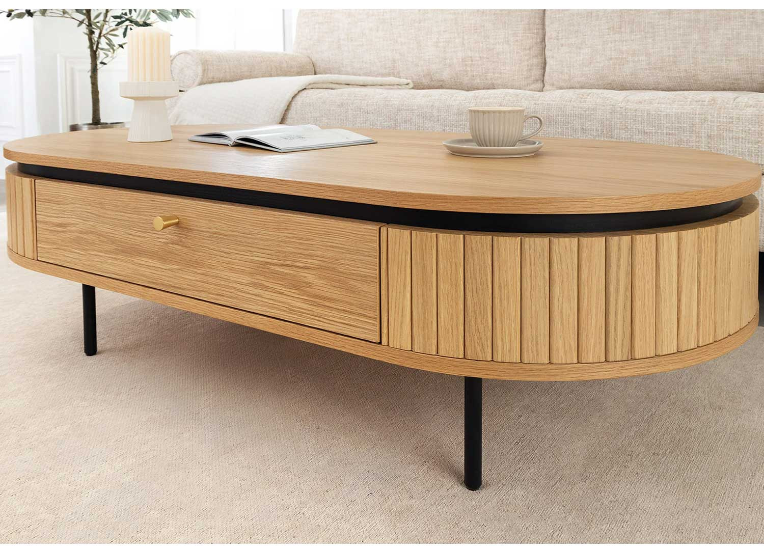 Table basse moderne arrondie 120 cm Lili