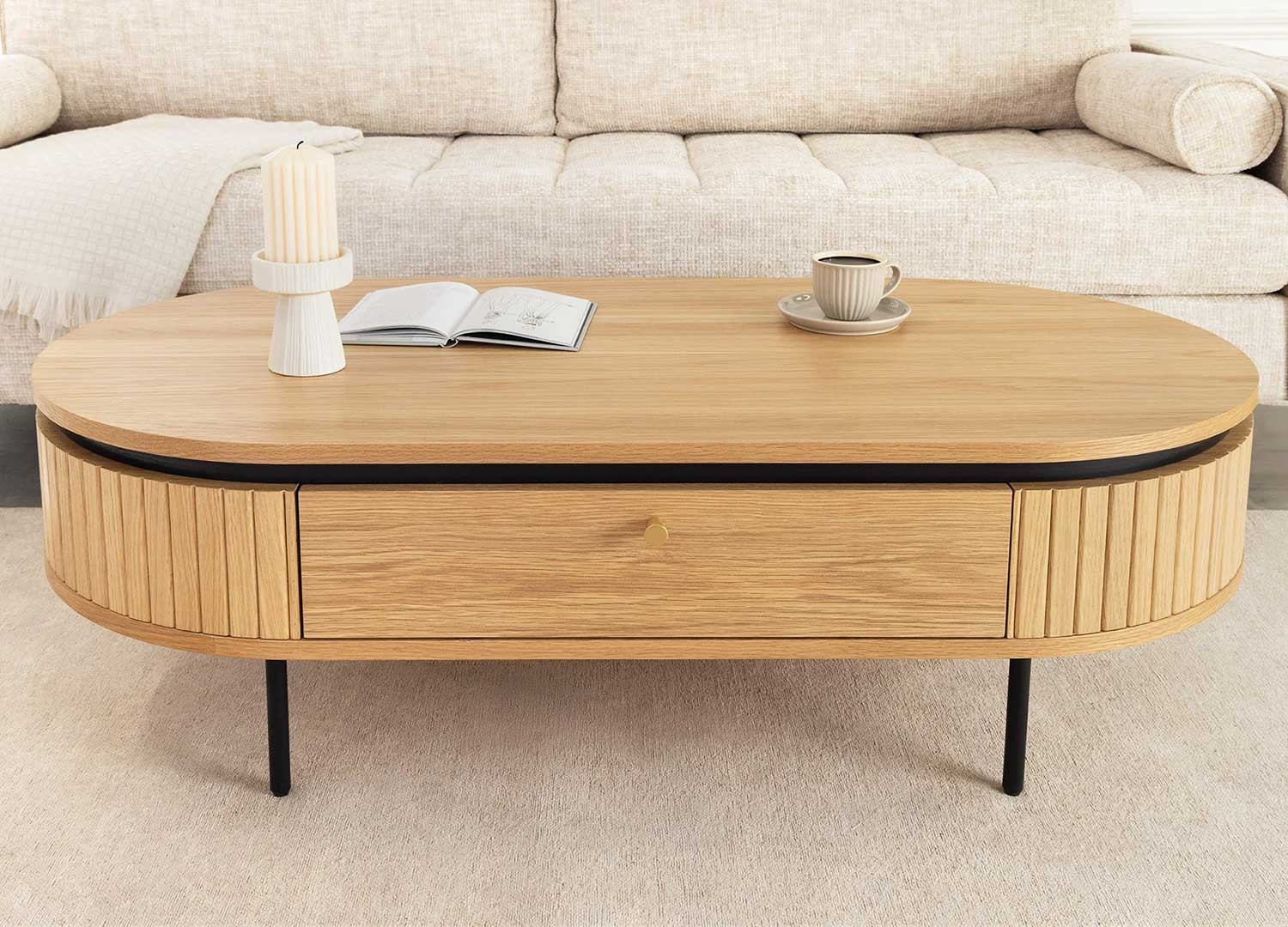 Table basse moderne arrondie 120 cm Lili