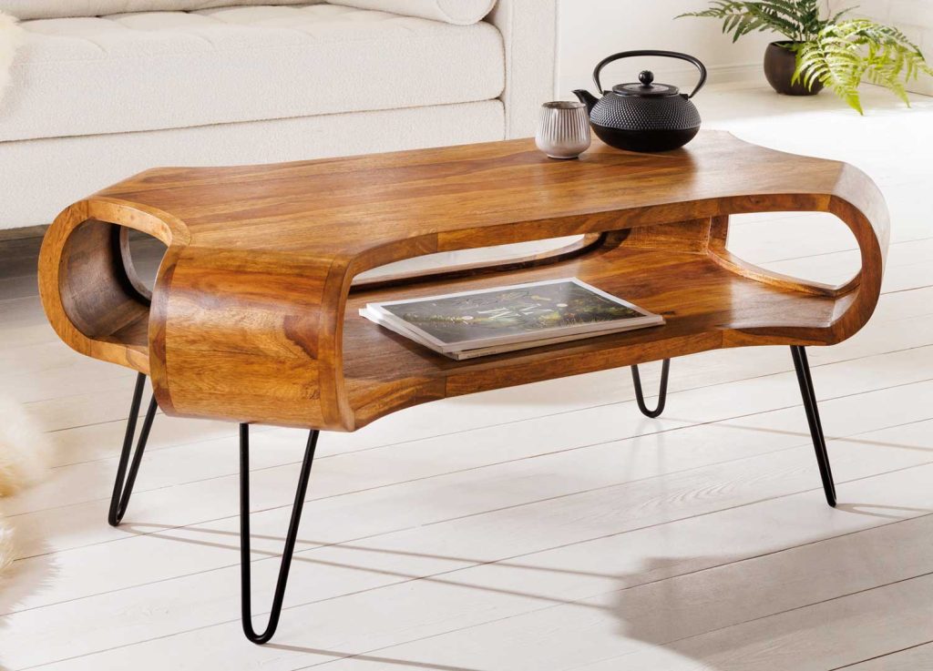 Table basse moderne originale en bois de sesham