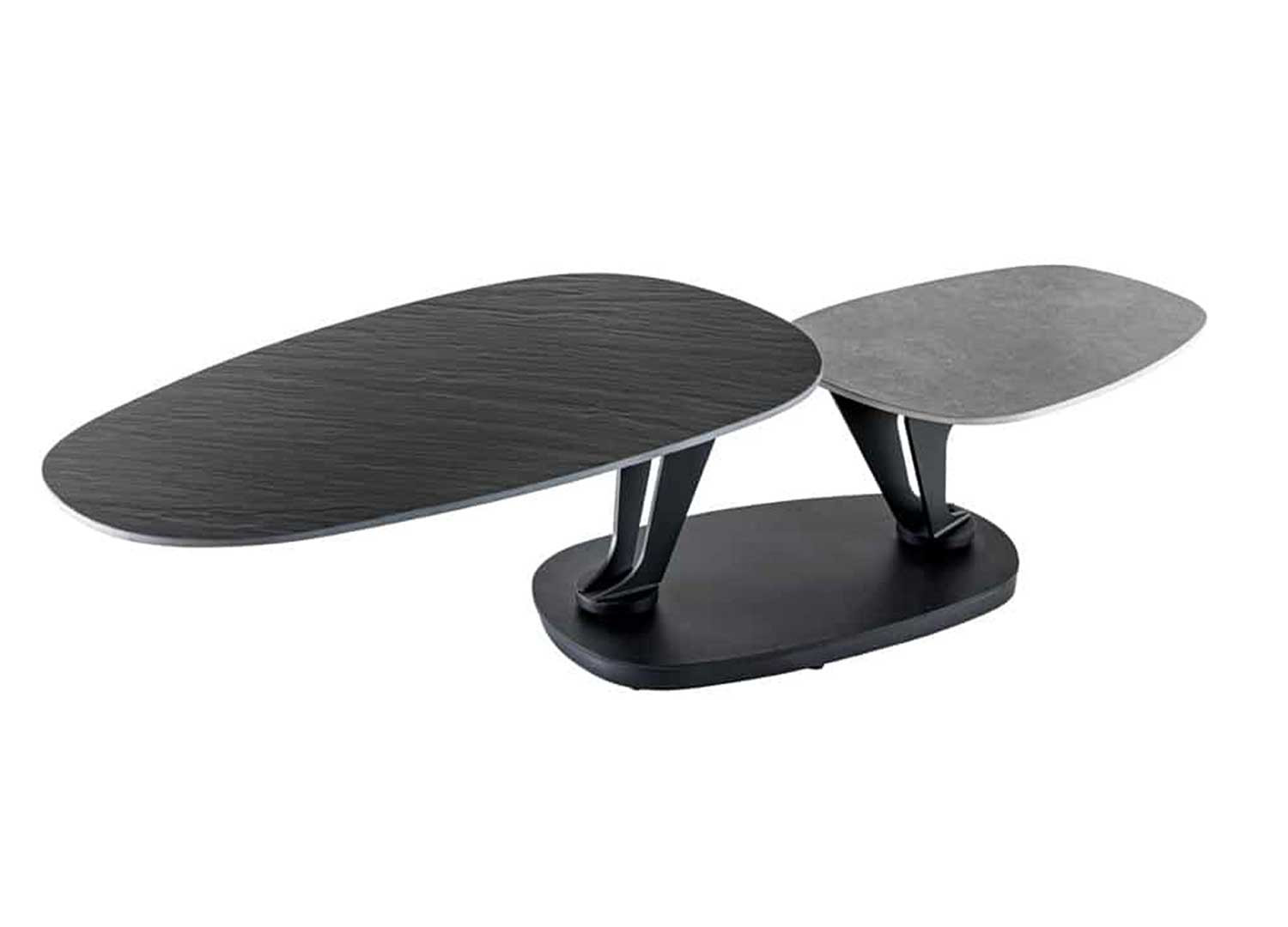 Table basse modulable céramique noir et gris béton