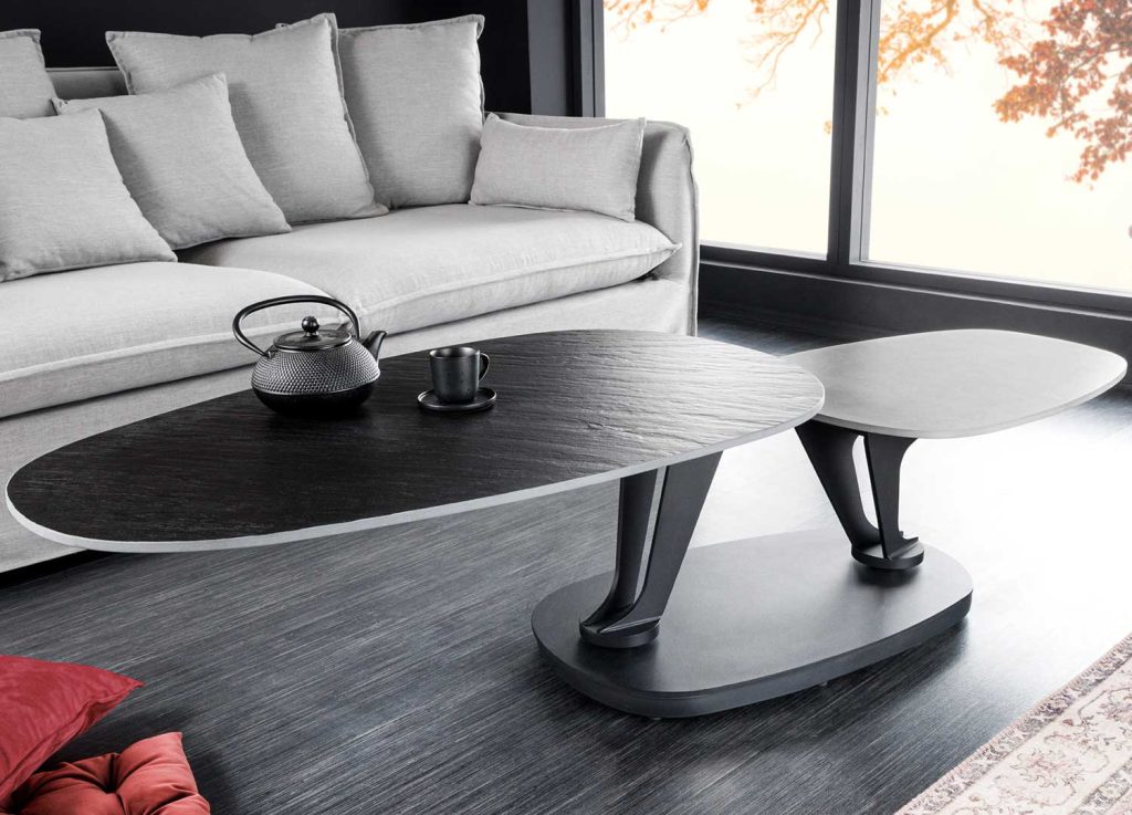 Table basse modulable céramique noir et gris béton