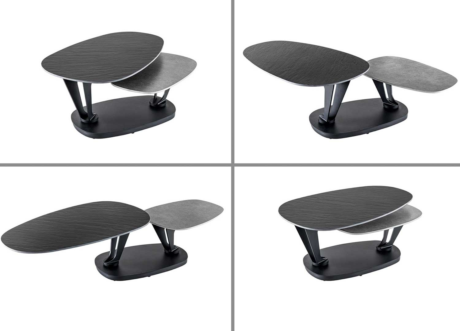 Table basse modulable céramique noir et gris béton