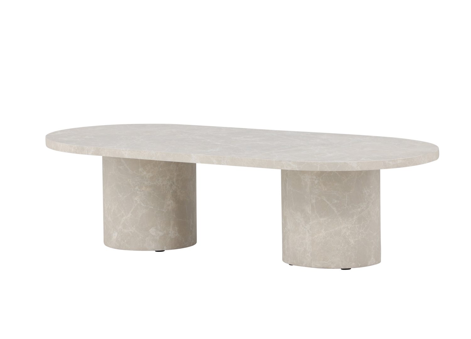 Vue produit de la table basse Narvik beige en effet marbre