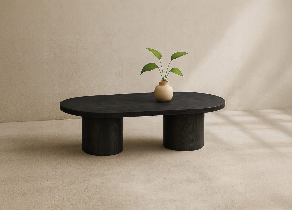 Table basse Narvik noir dans un salon contemporain