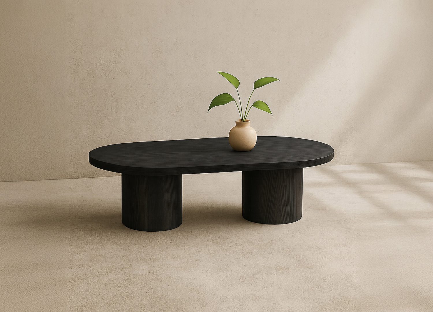Table basse Narvik noir dans un salon contemporain