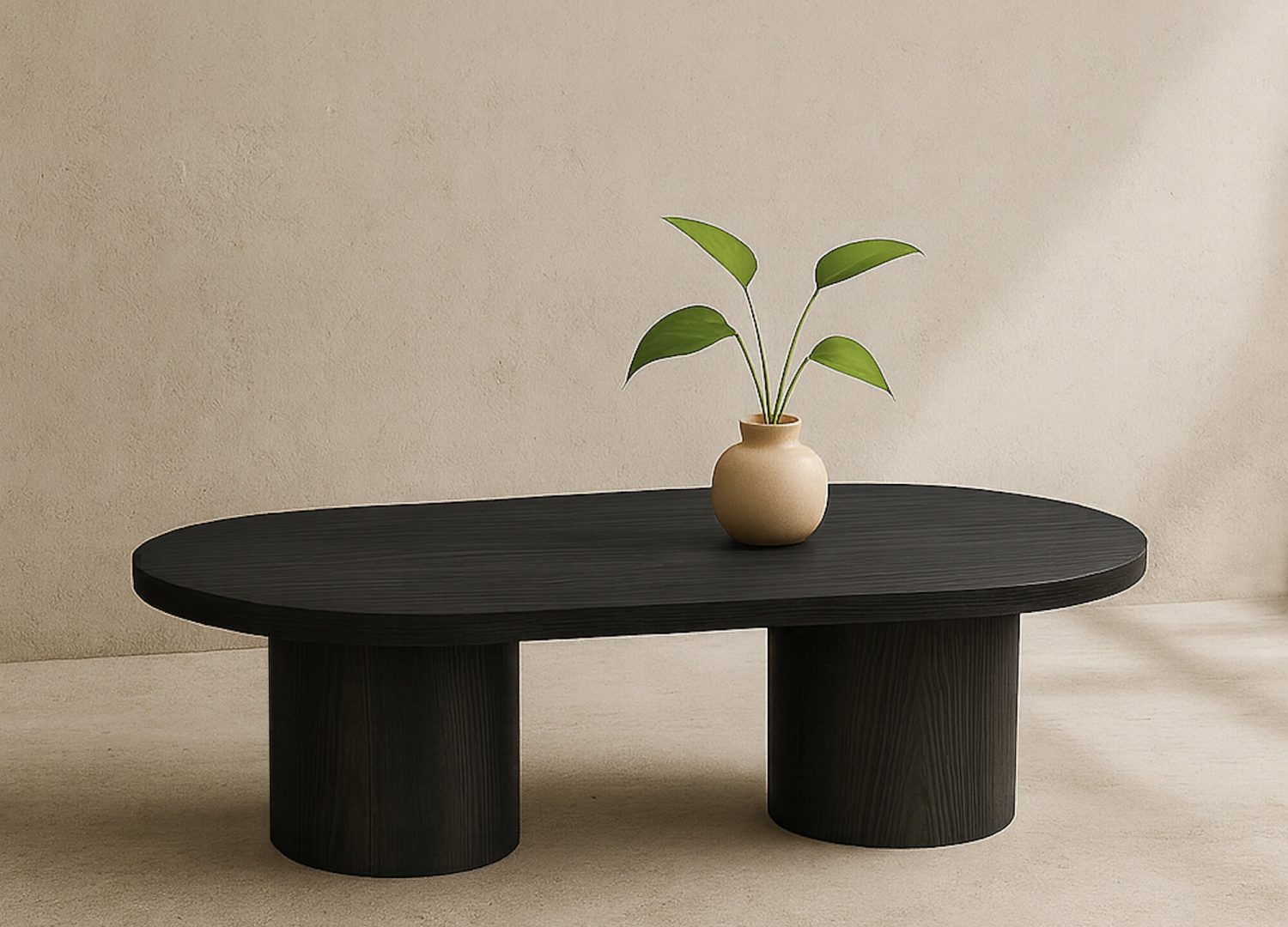 Table basse Narvik noir dans un salon contemporain