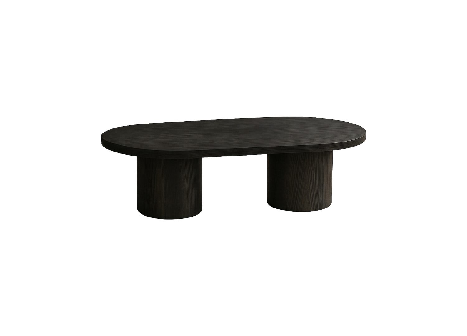 Table basse ovale Narvik MDF noir 120 cm sur fond blanc