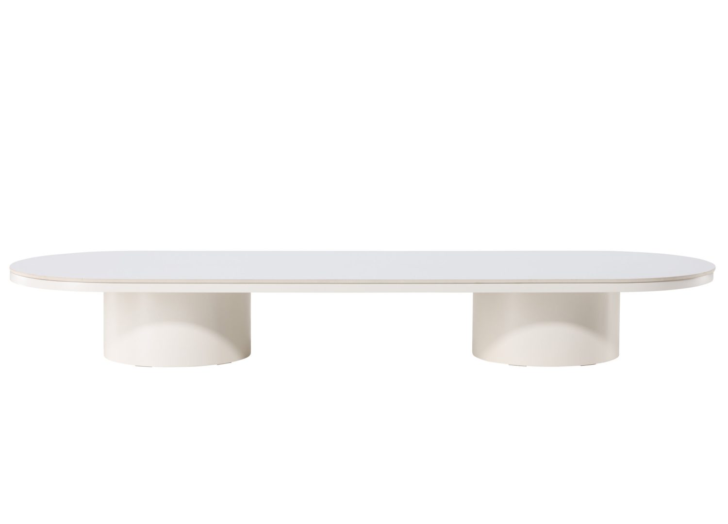 Table basse Narvik MDF beige 190 cm sur fond blanc