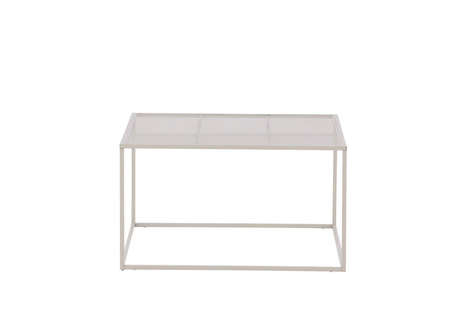 Table basse carrée Netz acier beige 80 cm sur fond blanc