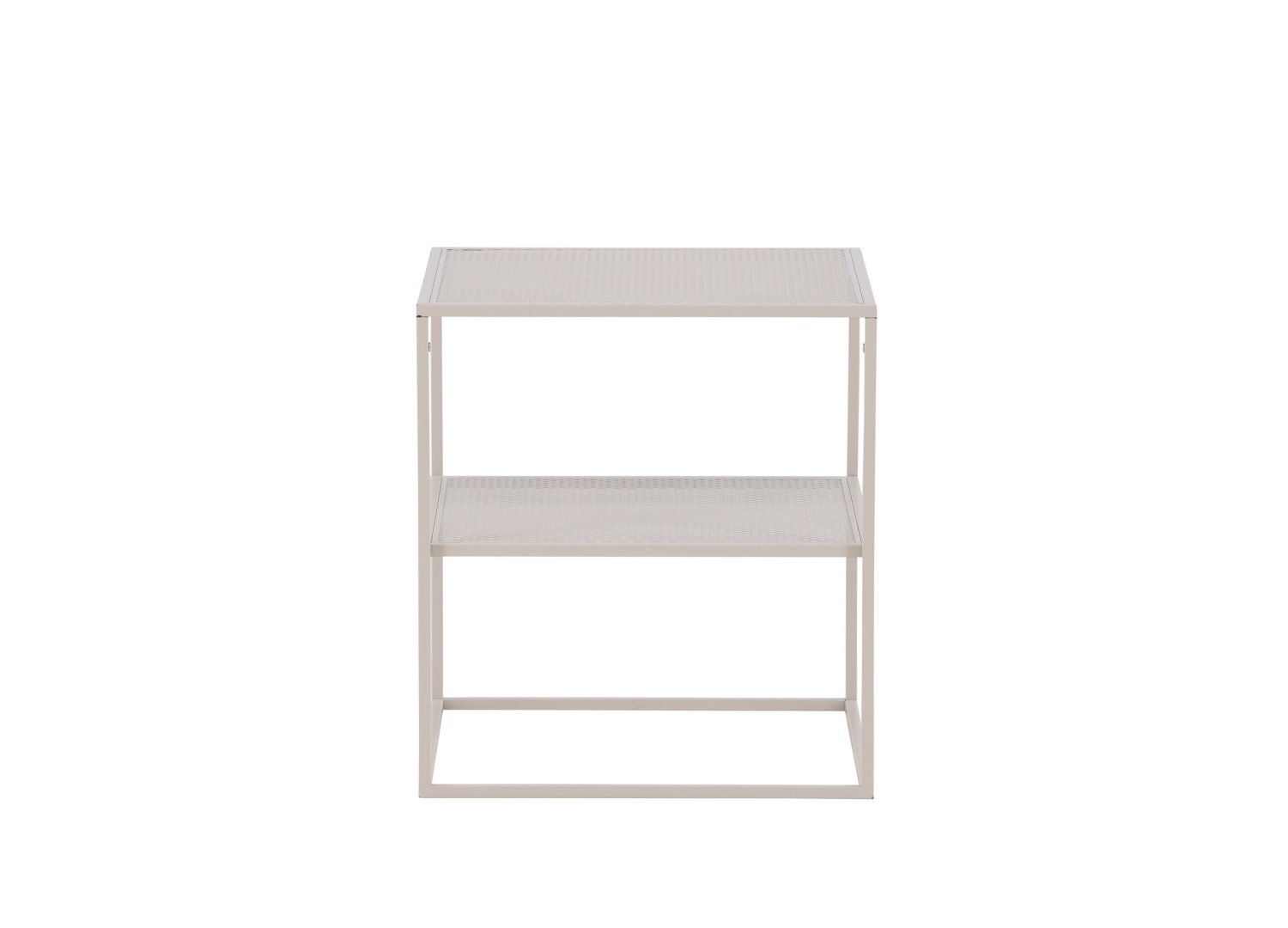 Table basse carrée Netz acier beige 55 cm sur fond blanc