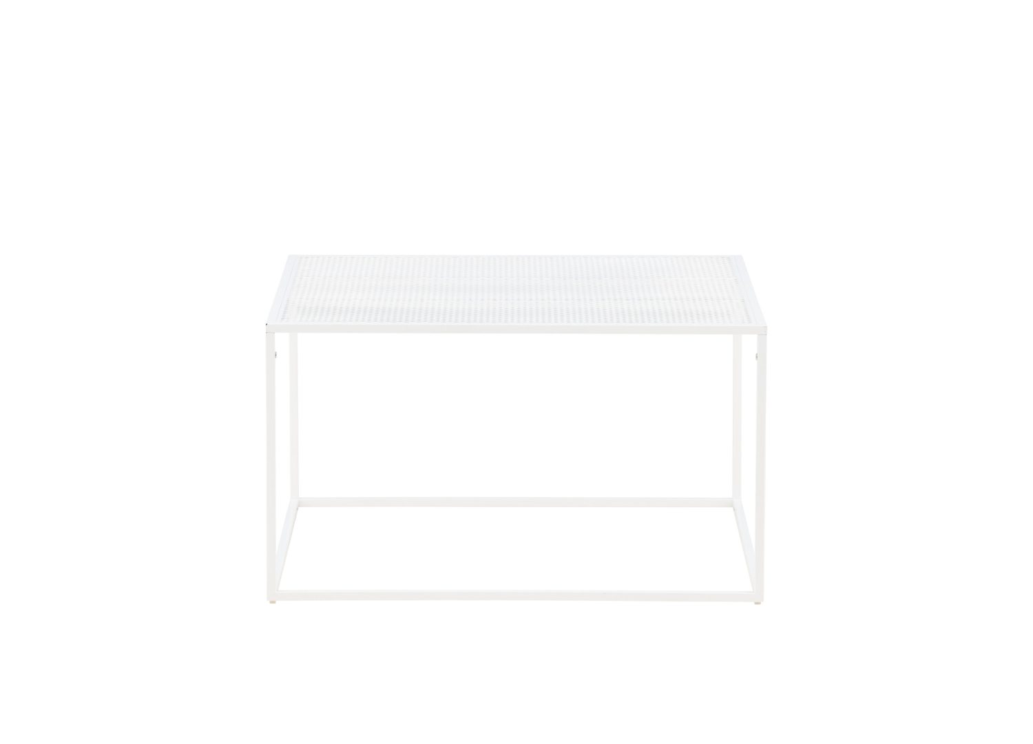 Table basse carrée Netz acier blanc 80 cm sur fond blanc