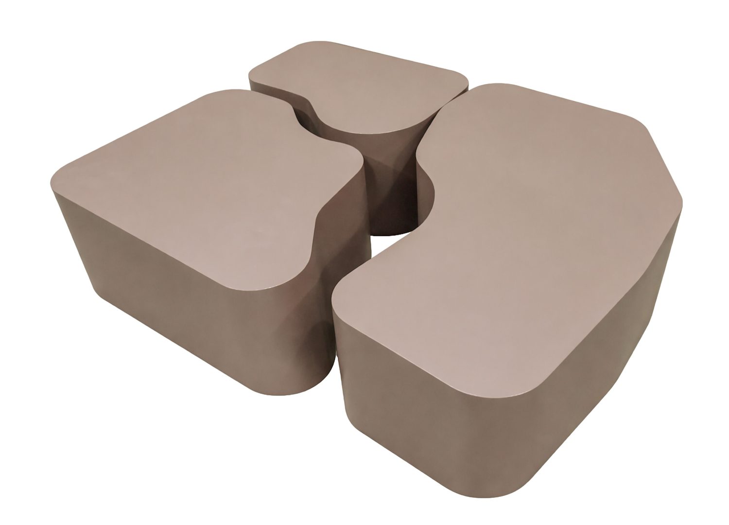 Ensemble de 3 tables basses Nordland MDF marron sur fond blanc