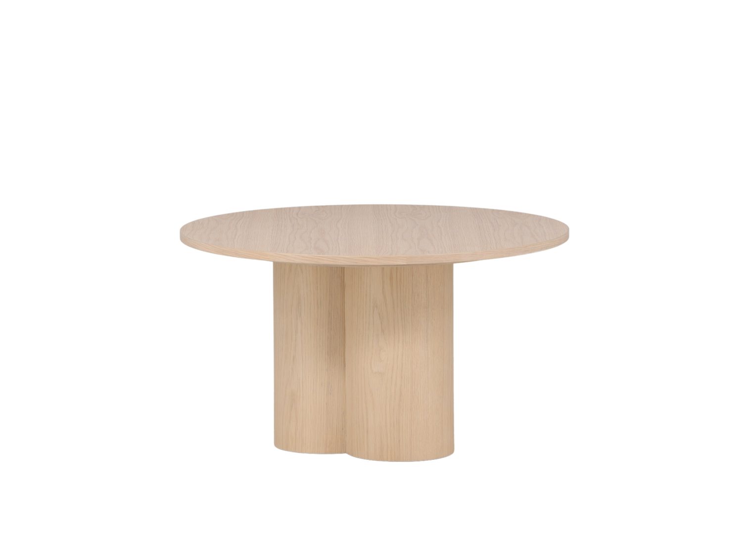 Table basse ronde Olivia MDF blanchi 80 cm sur fond blanc