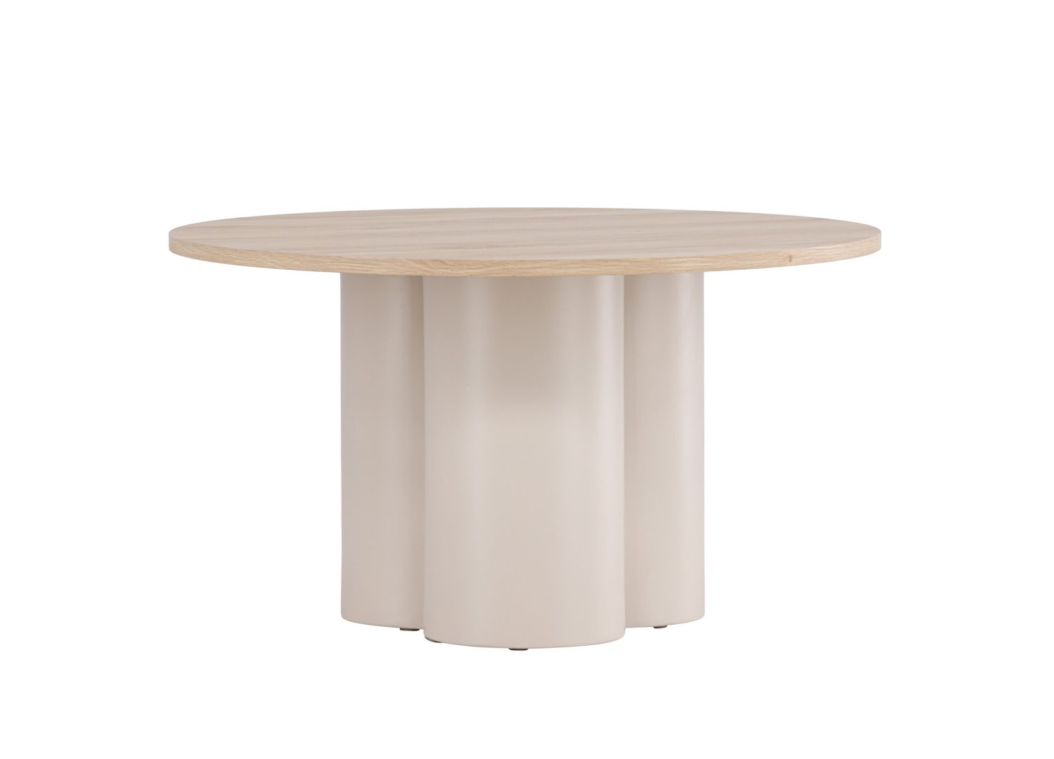 Table basse ronde Olivia MDF blanchi 80 cm sur fond blanc