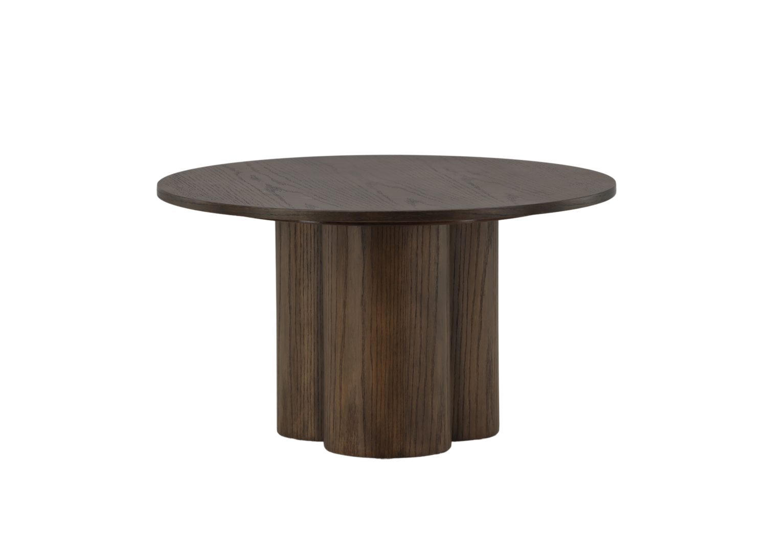 Table basse ronde Olivia MDF moka 80 cm sur fond blanc