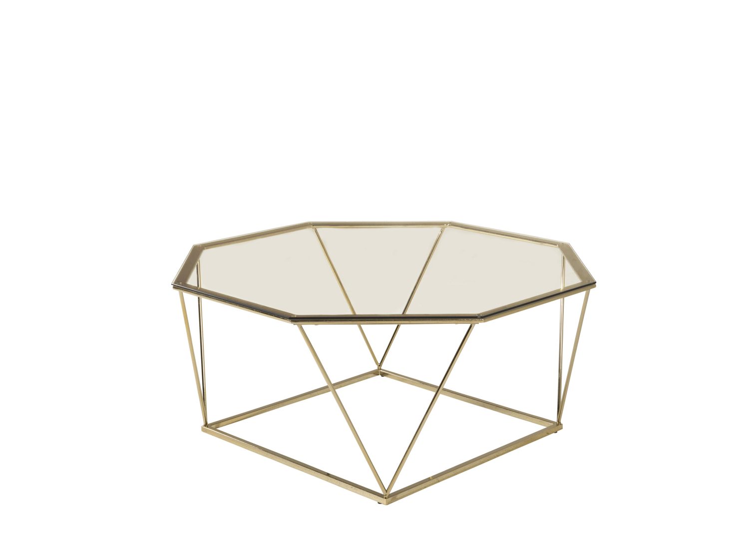Vue produit de la table basse Österlen doré en verre