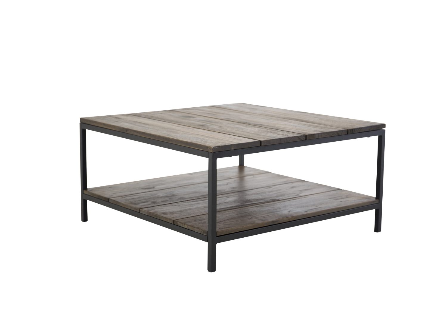 Table basse carrée Padang teck naturel 80 cm sur fond blanc