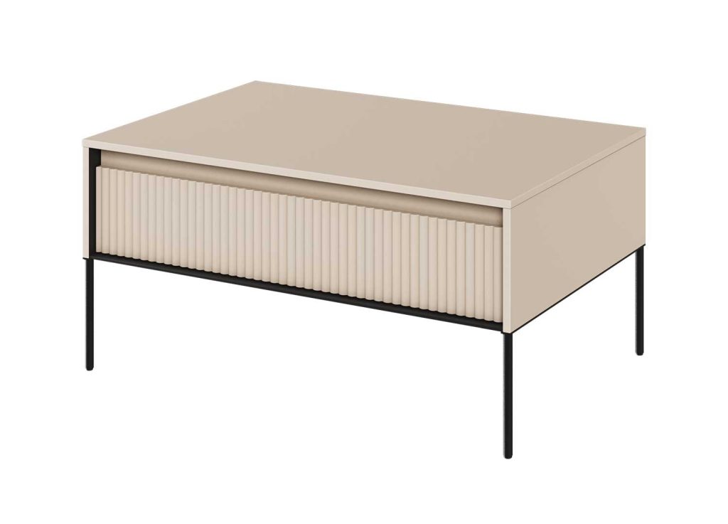 Table basse rectangulaire 1 porte beige sable