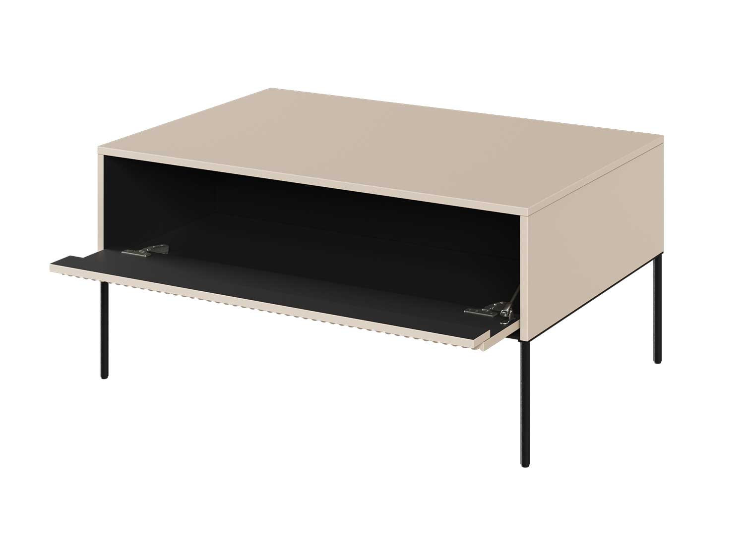 Table basse rectangulaire 1 porte beige sable