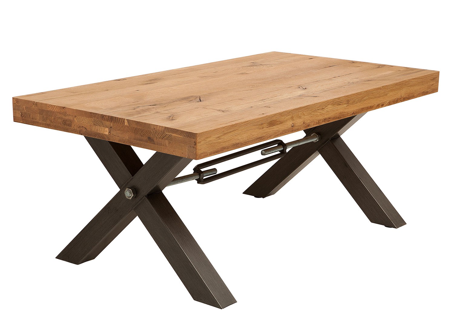 Table basse rectangulaire 110 cm chêne sauvage huilé et métal anthracite