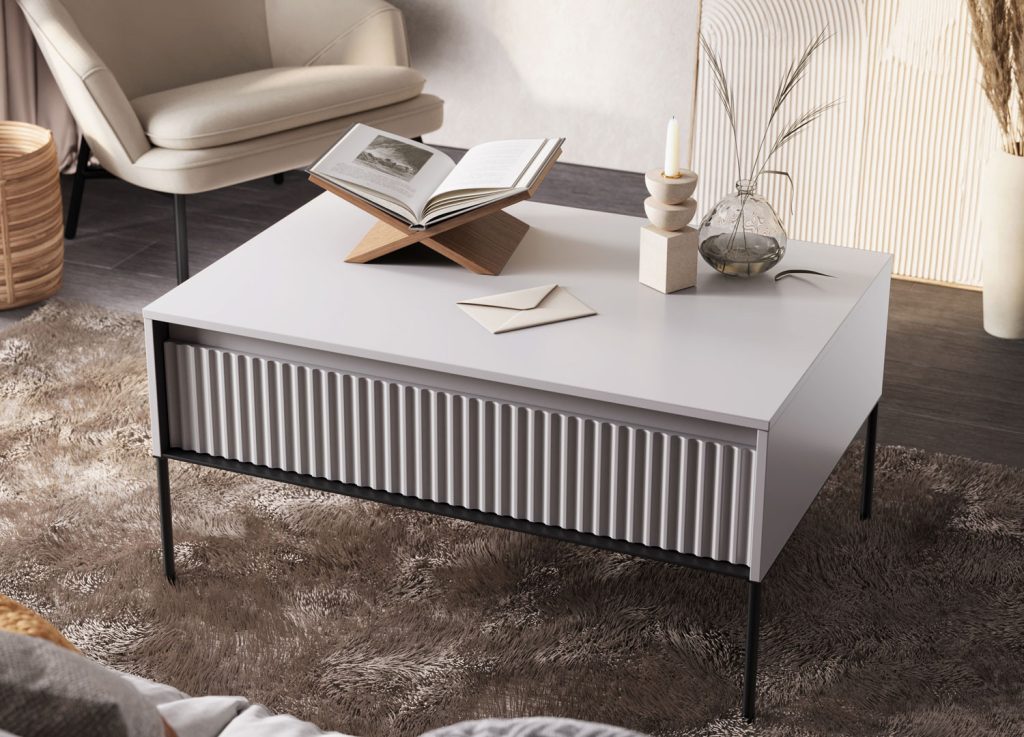 Table basse rectangulaire blanche 1 porte Trend