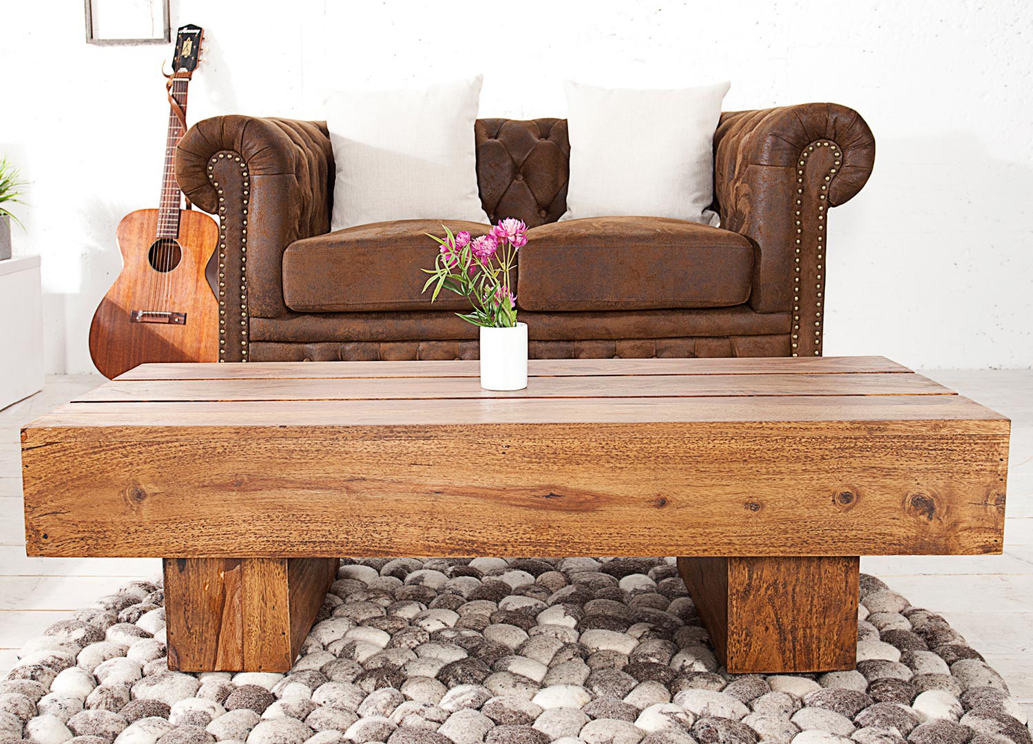Table basse rectangulaire bois massif sesham 1 m