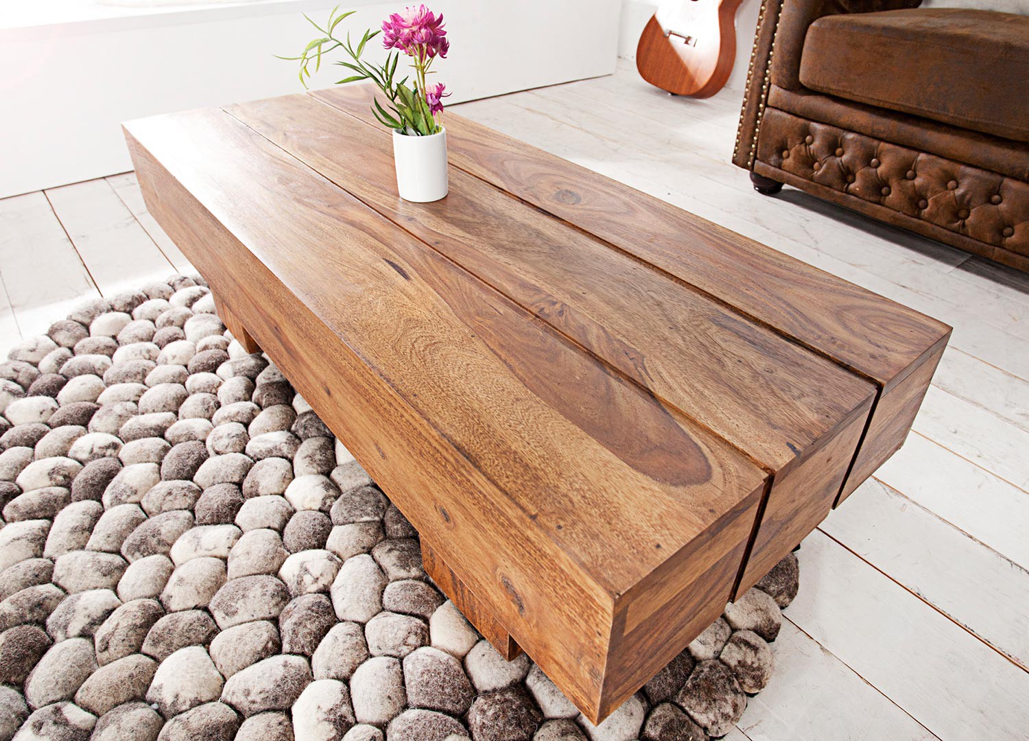 Table basse rectangulaire bois massif sesham 1 m