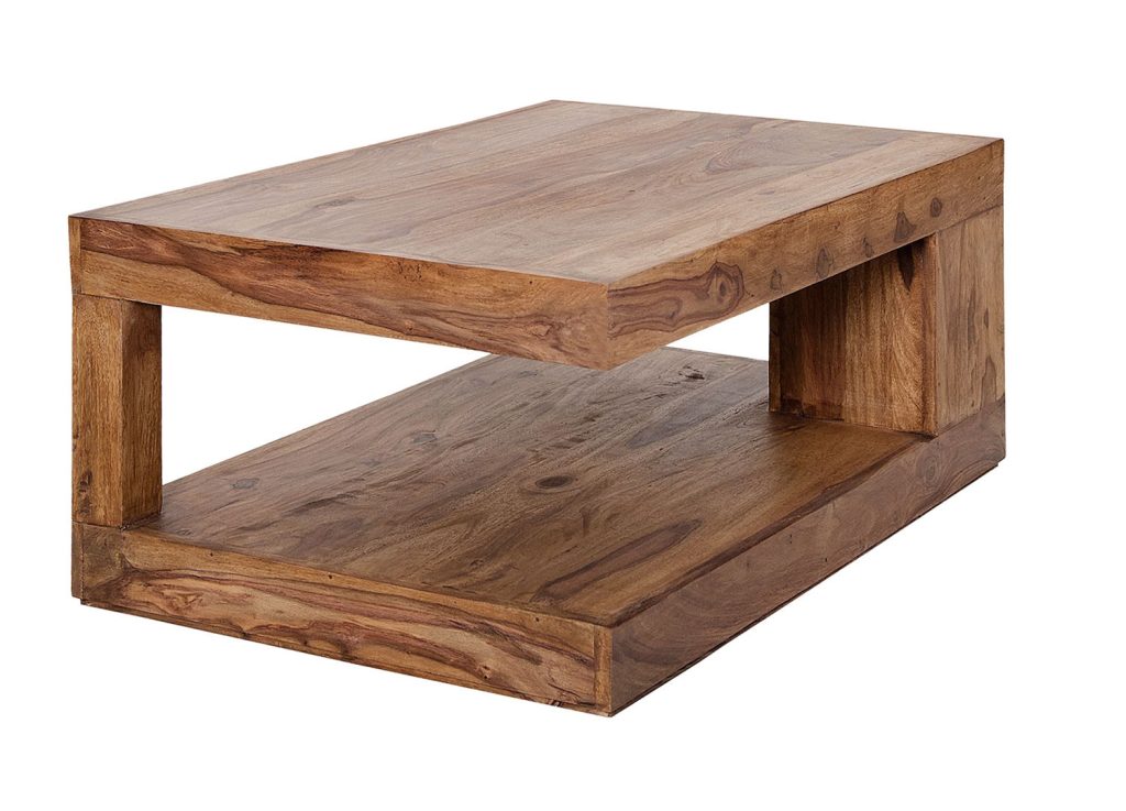 Table basse rectangulaire de salon en bois massif Sevian