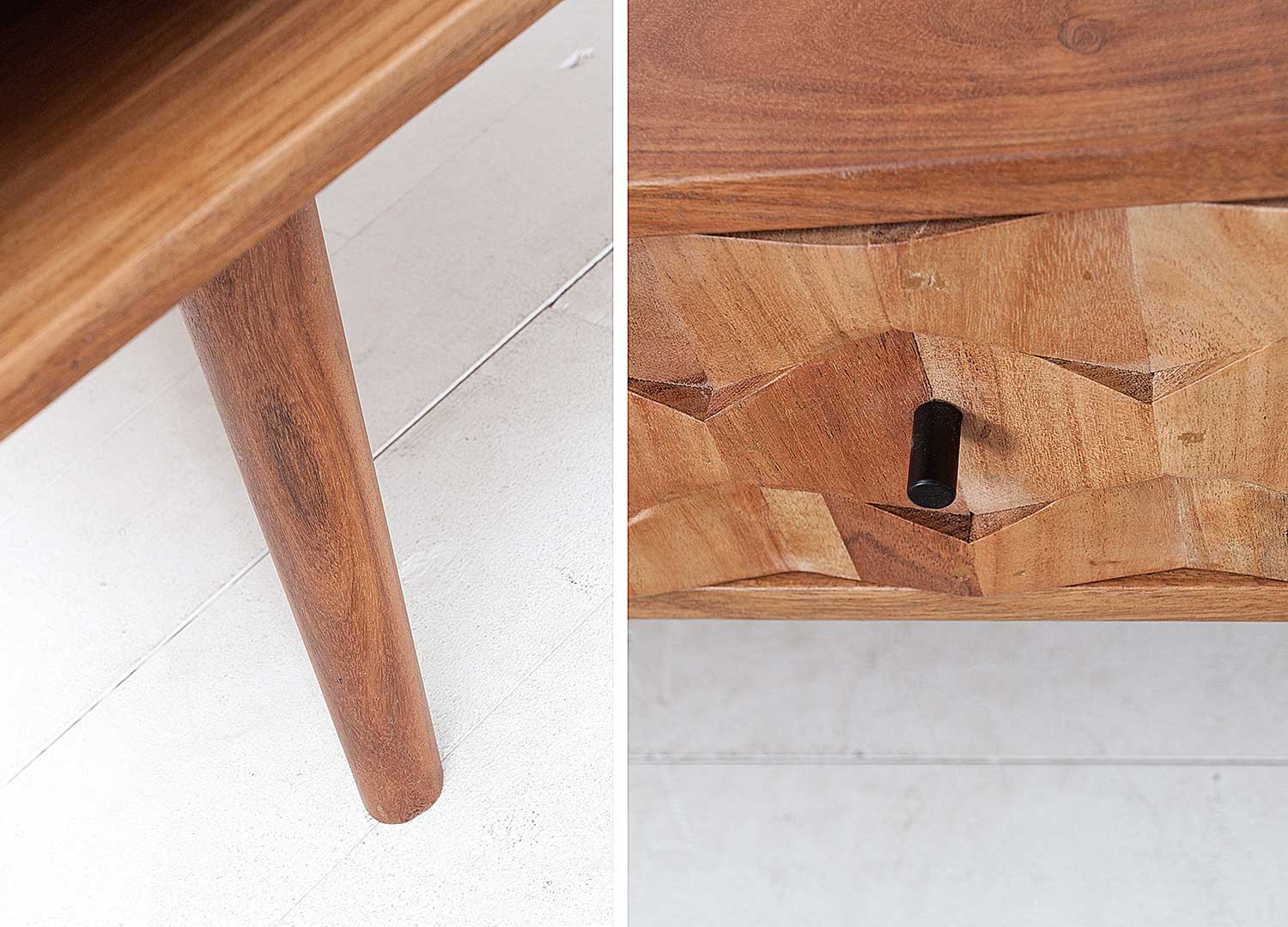 Table basse rectangulaire effet mosaïque en bois d'acacia