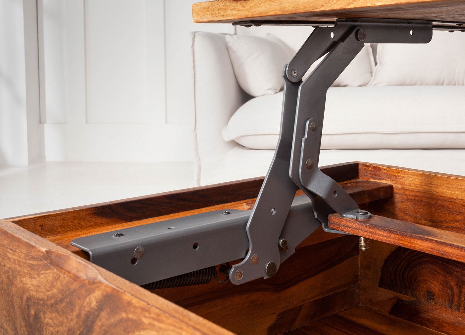 Table basse rectangulaire en bois avec plateau relevable