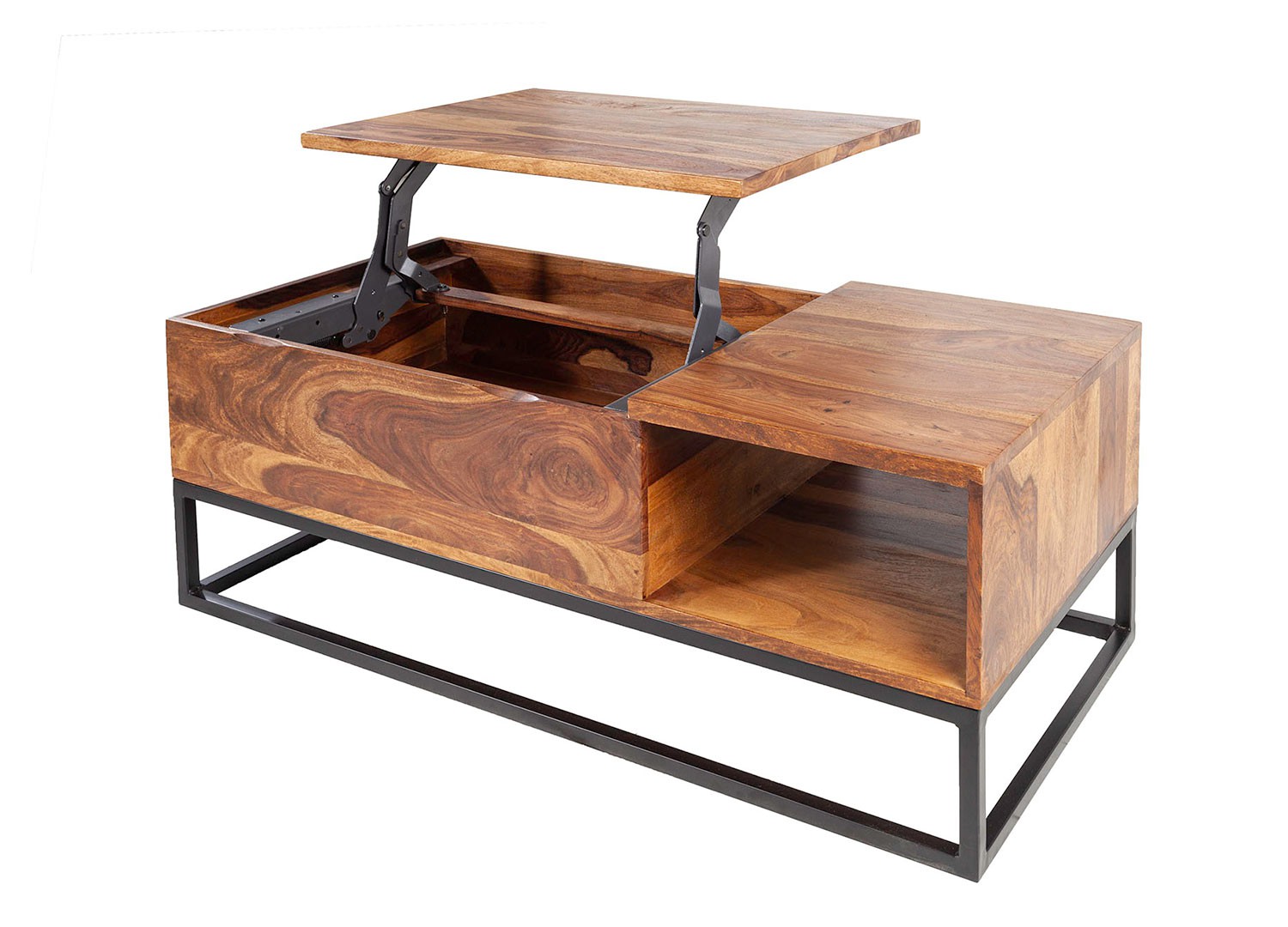 Table basse rectangulaire en bois avec plateau relevable