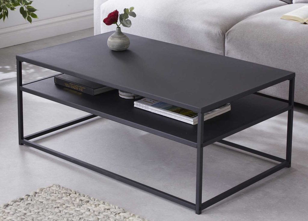 Table basse rectangulaire en métal noir 100 cm