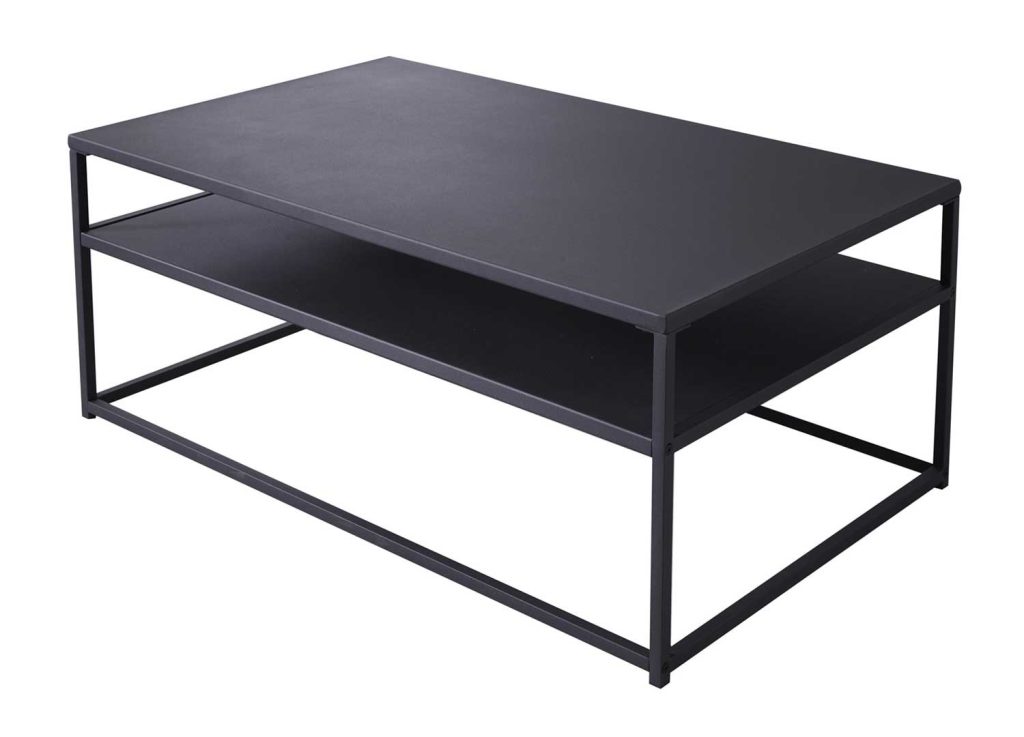 Table basse rectangulaire en métal noir 100 cm