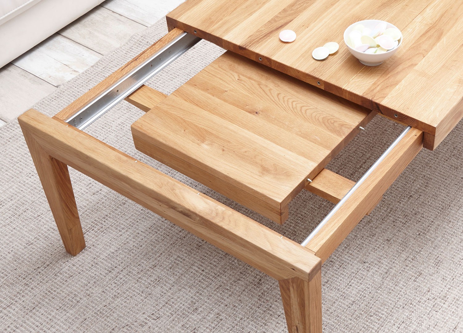 Table basse rectangulaire extensible chêne massif