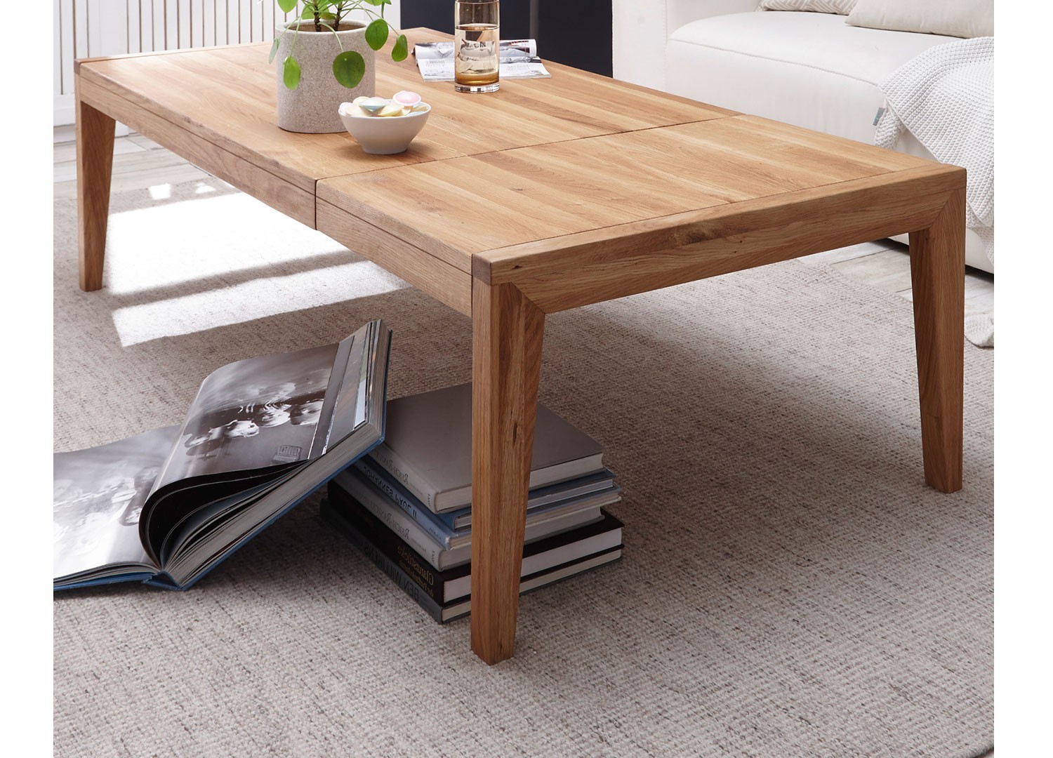 Table basse rectangulaire extensible chêne massif
