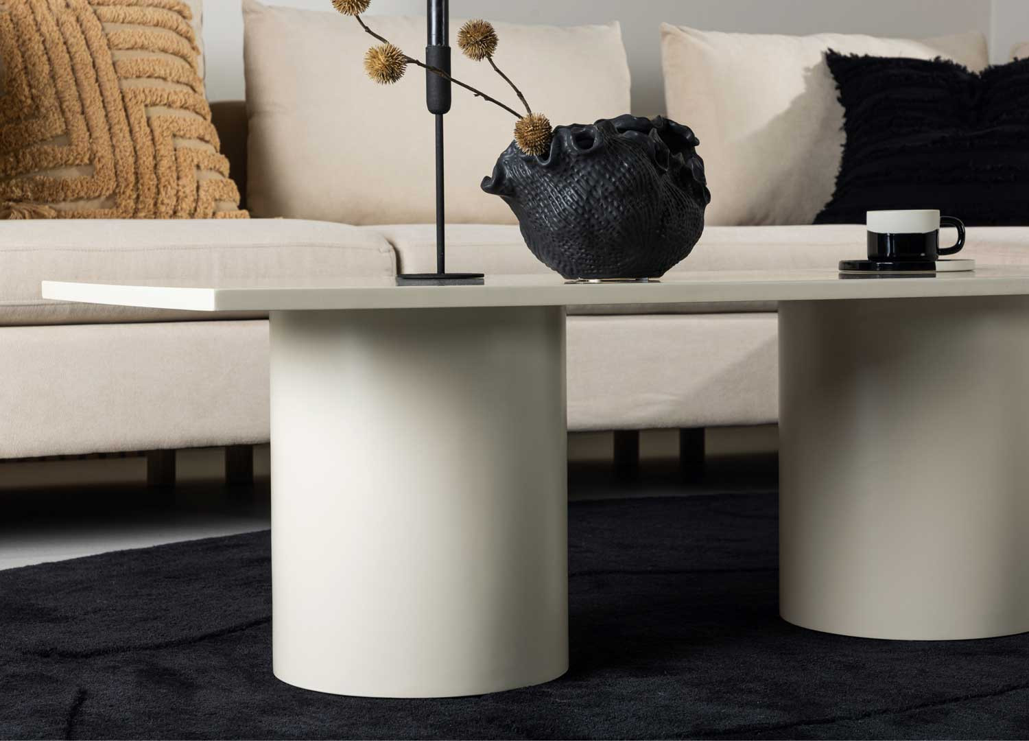 Table basse rectangulaire laqué beige 120 cm
