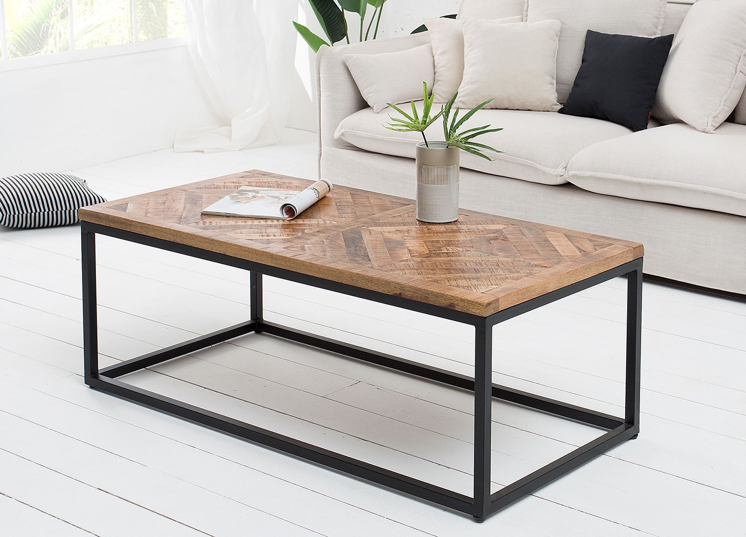 Table basse rectangulaire plateau bois massif 100 cm