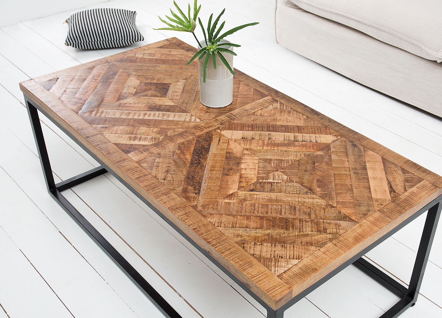 Table basse rectangulaire plateau bois massif 100 cm