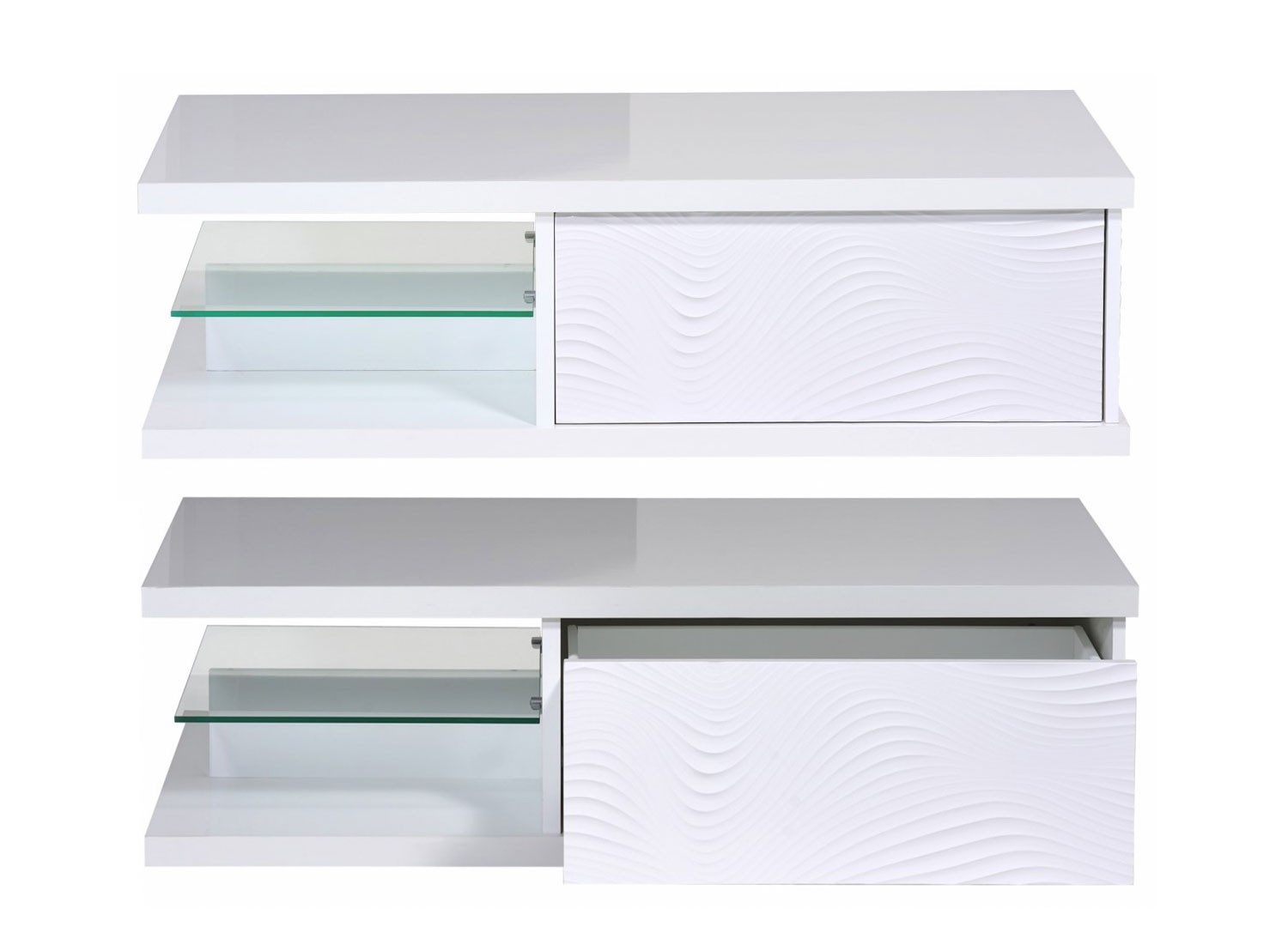 Table basse rectangulaire rangement laqué blanc