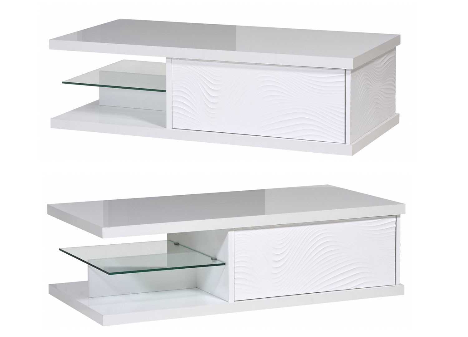 Table basse rectangulaire rangement laqué blanc